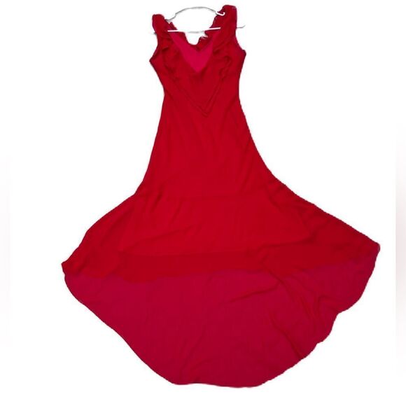 Liz Ann Moda Elegancia y Estilo beautiful red dress with low V Neck Size 32 - Picture 2 of 10